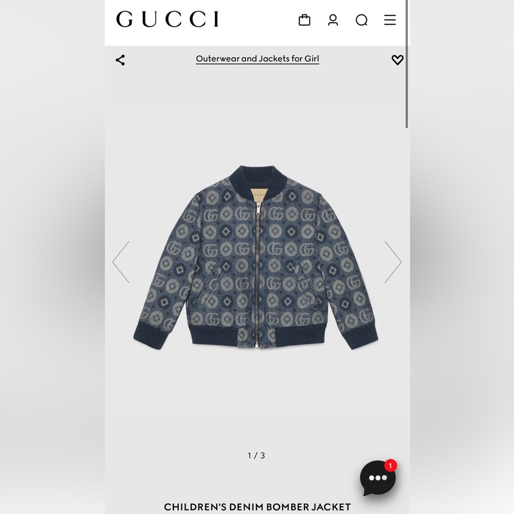 Childrens denim bombers jacket